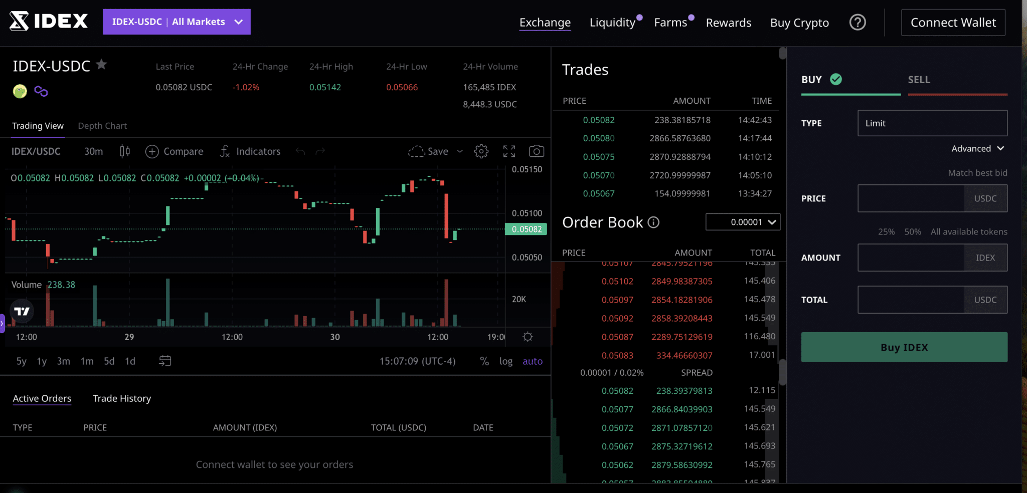 Buying and selling on IDEX